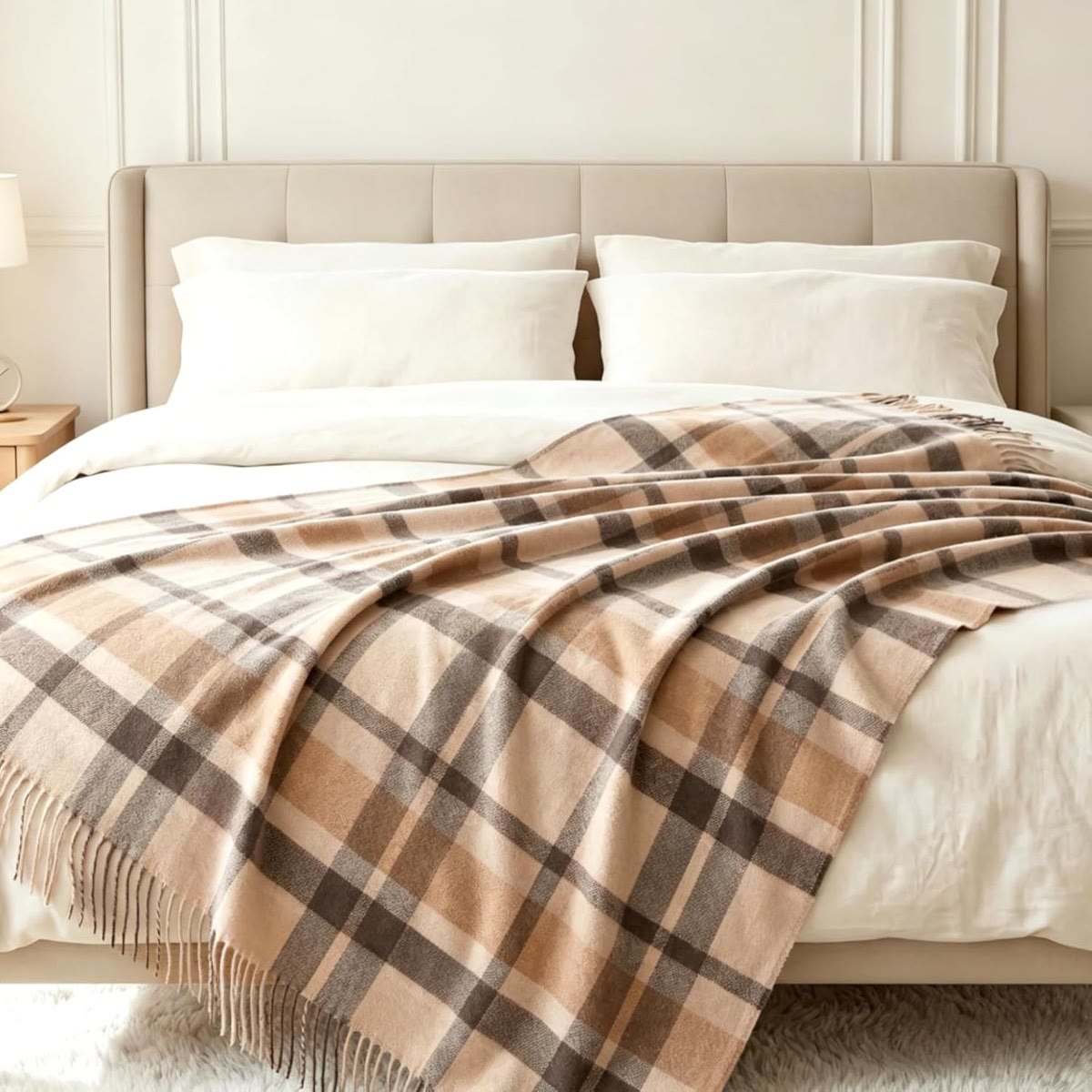 Pure Wool Plaid Throw Blanket 6