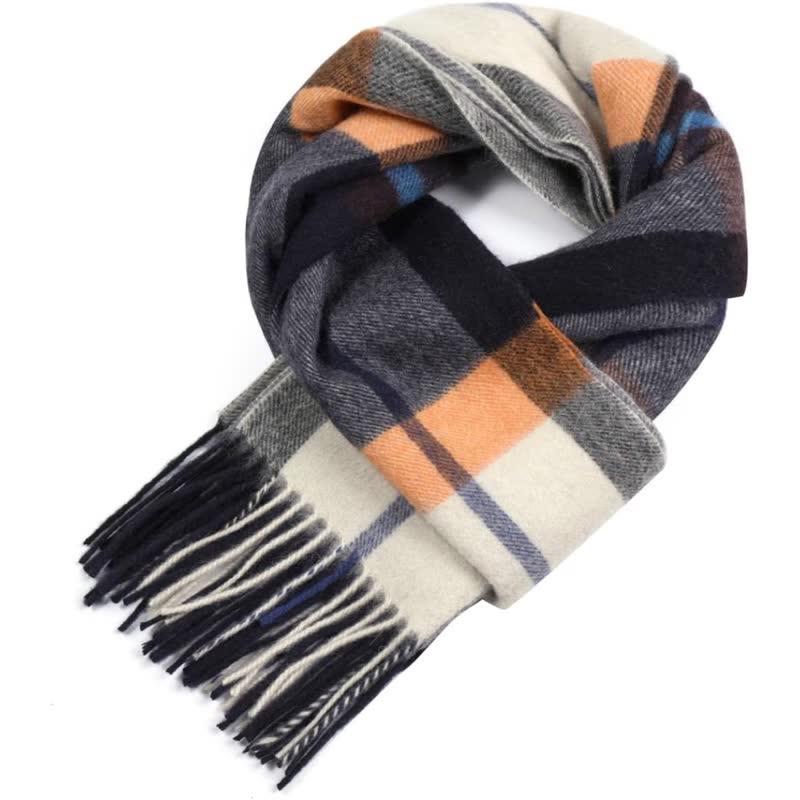 Wool Winter Plaid Scarf - Soft Warm Tartan Checkered Fashion Scarf for Women and Men