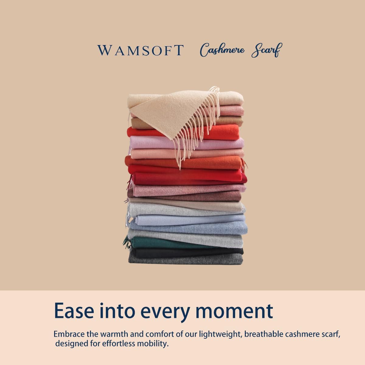Cashmere Winter Scarf - Soft Plaid & Solid Pashmina Wrap for Women and Men 5