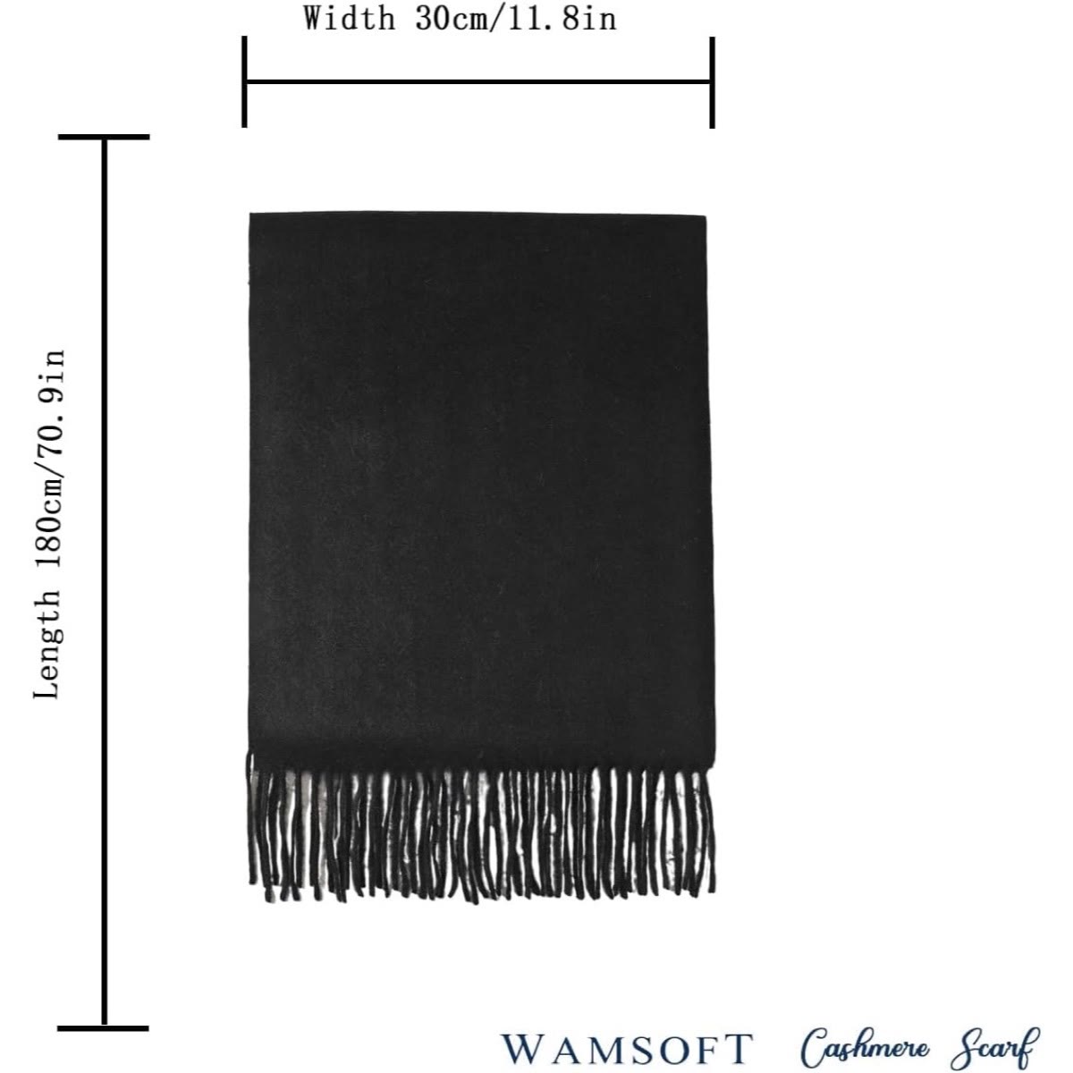 Cashmere Winter Scarf - Soft Plaid & Solid Pashmina Wrap for Women and Men 2