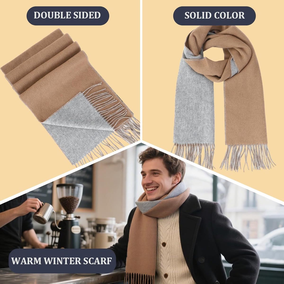 Pure Merino Wool Scarf for Men and Women | Thick Warm Winter Wrap, Extra-Long Versatile Styling, Ultra-Soft No Itch 3