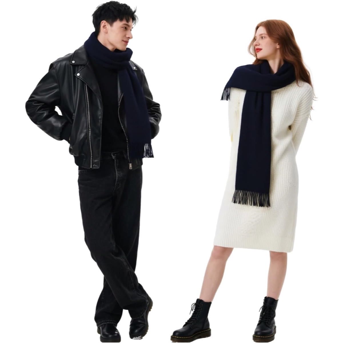 Winter Wool Blend Scarf Shawl Wrap for Women and Men | Basic Warm Solid Color, Extra-Long 78" Versatile Styling 2