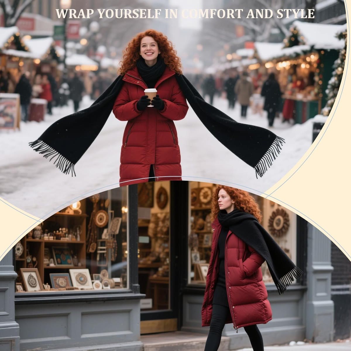 Winter Wool Blend Scarf Shawl Wrap for Women and Men | Basic Warm Solid Color, Extra-Long 78" Versatile Styling 6