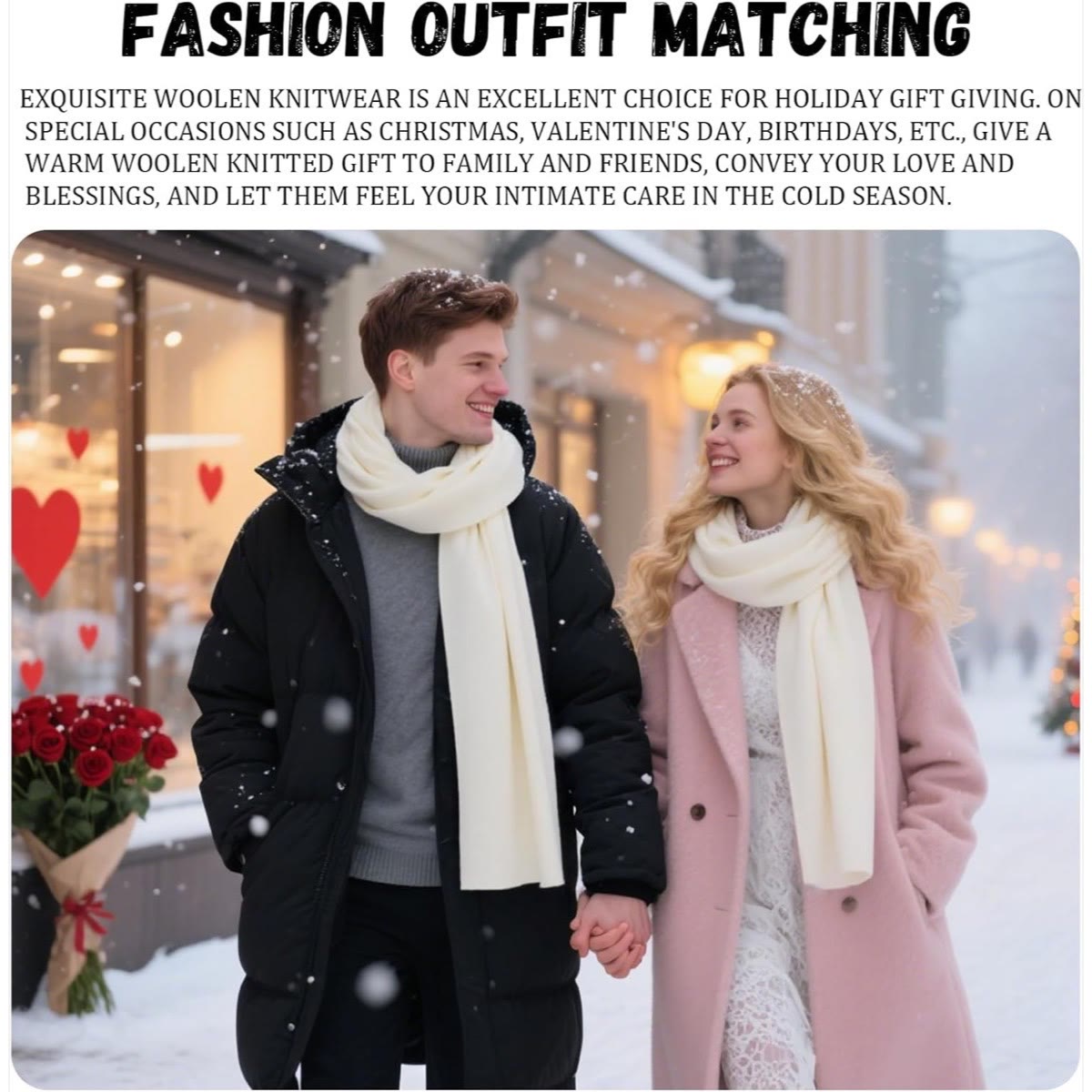 Knitted Wool Scarf for Women and Men | Soft Warm Winter Wrap Scarf with Fringe, 70.9" x11.8" Versatile Cold Weather Styling 5